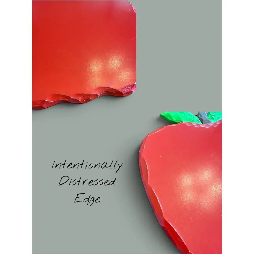 Vintage Wooden Apple Lazy Susan-Red Painted-Folk Art-Farmhouse Kitchen-Country